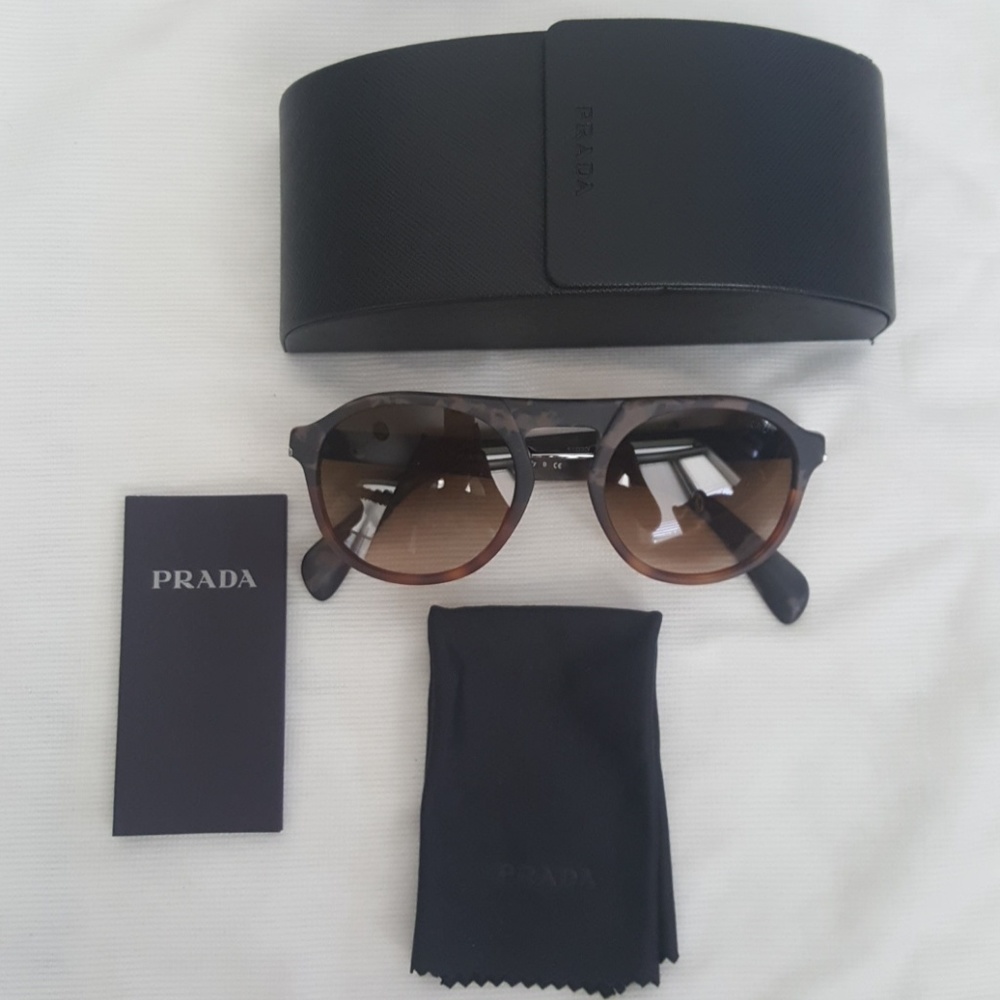PRADA Sunglasses- Round with a metal double bar